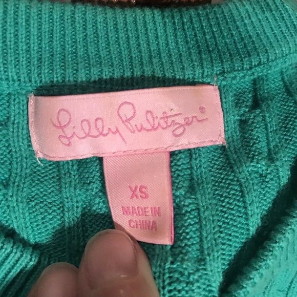 Lilly Pulitzer XS Green Cable Knit Sweater - Picture 3 of 8